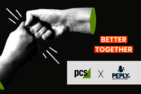 Zwei Hände im Handschlag in der Bildmitte, links und rechts daneben die Logos der beiden Unternehmen als Symbol für eine neue Partnerschaft.